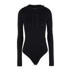 オット バイ ユークス 8 by YOOX レディース ボディースーツ インナー・下着 Viscose Hooded Thong Bodysuit W/ Thumb Holes Black