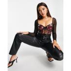 アンサマーズ Ann Summers レディース ボディースーツ インナー・下着 embroidered body in black ブラック