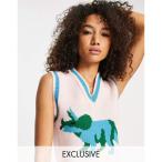 リクレイム ヴィンテージ Reclaimed Vintage レディース タンクトップ トップス Inspired Knitted Tank With Dinosaur Print In Pink ピンク