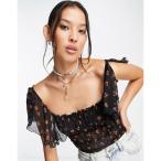 フリーピープル Free People レディース ボディースーツ インナー・下着 Juliet printed body in black ブラック