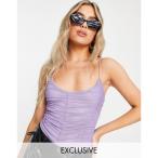 ミッシーエンパイア Missyempire レディース ボディースーツ インナー・下着 exclusive mesh ruching strappy body in lilac ラベンダー