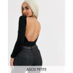 エイソス ASOS Petite レディース ボディースーツ インナー・下着 ASOS DESIGN Petite long sleeve backless bodysuit ブラック