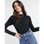 ヴェロモーダ Vero Moda レディース ボディースーツ インナー・下着 Slinky Bodysuit With Ruched Shoulder In Black ブラック