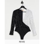 クラブ エル Club L London Petite レディース ボディースーツ インナー・下着 Sequin Contrast Wrap Detail Body In Multi マルチカラー