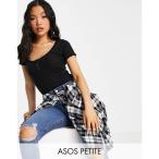 エイソス ASOS Petite レディース ボディースーツ インナー・下着 Asos Design Petite Short Sleeve Popper Front Bodysuit In Black ブラック