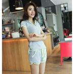 上下セット　セットアップ　レディース　ｔシャツ　ショートパンツ　半袖　夏　ジャージ　スウェット　女子　ルームウェア　スポーツ　パジャマ