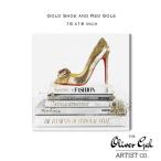 【OliverGal】オリバー・ガル／アート／絵画／インテリア雑貨／ゴールドヒール　ファッションBook デザイン／Gold Shoe and Red Sole 18397　16×16インチ