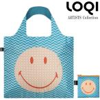 Yahoo! Yahoo!ショッピング(ヤフー ショッピング)ＬＯＱＩ ローキーエコバッグ ARTISTS Collection SMILEY スマイリー ジオメトリック リサイクルバッグ スマイル フラワー 表裏 SM.GE.R ナイロン プレゼント