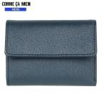 訳あり特価 コムサメン 三つ折り財布 COMME CA MEN 76%OFF メンズ ブランド 本革 エンボスレザー コンパクト 紺 210923 送料無料