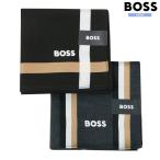  новый старый товар BOSS носовой платок 2 шт. комплект Hugo Boss мужской сделано в Японии бренд Logo вышивка линия / бренд Logo вышивка полоса хлопок чёрный × уголь 1903BE