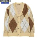 SALE61%OFF COMME CA MEN コムサメン アーガイルプレイド クルーネックモヘアカーディガン ベージュ 22/9/4 220922 送料無料