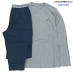 新古品 エンポリオアルマーニ ラウンジウェア EMPORIO ARMANI 26%OFF メンズ ブランド イーグルロゴ クルーネック 紳士 長袖 長ズボン グレー 0602BF