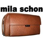 mila schon ミラ・ショ−ン メンズ ＮＥＲＯ ネロ 持ち手付きダブルファスナー茶 ブラウン チャ