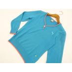  Puma PUMA длинный рукав V шея вязаный cut and sewn M бирюзовый голубой 