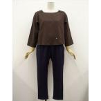 定価 ￥9,260 訳あり未使用品 ナノユニバース NANO universe 九分袖カットソー+3WAYコンビネゾンサロペットパンツ 2点セット F 茶 紺