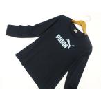  Puma PUMA длинный рукав раунд шея футболка M черный земля голубой Британия знак Logo почтовая доставка возможно 