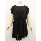 ショッピングforever21 FOREVER21＆Delyle NOIR 洗える半袖POブラウス+ひざ丈シフォンキャミワンピース コーディネート2点セット M相当 ブラック クール系 20代・30代