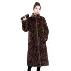 レディース 毛皮コート フェイクファージャケット 豹柄 贅沢感 エコファー ロング丈アウター 防風防寒 フェミニン ふわもこ 毛皮ブルゾン