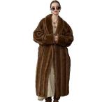 毛皮コート レディース フェイクファージャケット エコファー ロング丈アウター 防寒 保温 エレガント もふもふ 毛皮ブルゾン 着?せ