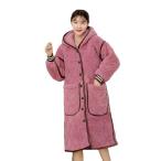 ナイトガウン キルティング パジャマ もこもこ レディース 厚手 ロング 中綿 キルト ローブ 三層保温 フード付き フランネル フリース