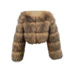  женский боа жакет Short меховое пальто искусственный мех внешний круглый вырез мохнатый сохранение тепла mo Como ko кардиган мода 