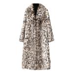  меховое пальто длинный длина женский искусственный мех жакет внешний Leopard рисунок eko мех сохранение тепла mo Como ko Пальто Честерфилд laperu