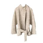  шерстяное пальто женский шерсть жакет бежевый Short бежевый с высоким воротником осень-зима длинный рукав внешний . примерно теплоизоляция Корея способ мода 