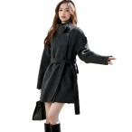 レディース チェスターコート ラシャコート ミモレ丈 ベルト付き ベージュ グレー ゆったり 着やせ カジュアルアウター アウター 秋冬用