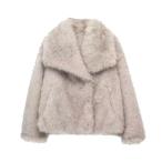 ショッピング毛皮 レディース 毛皮ジャケット ボアコート フェイクファー アウター ショート丈 エコファー 保温性 柔らかい ふわふわ カーディガン ラペル