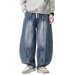  Denim бриджи широкий брюки M-5XLnikapoka мужской рабочая одежда рабочая одежда джинсы большой размер резина ткань towoshu обработка 