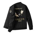  вышивка Japanese sovenir jacket жакет мужской тонкий Fit журавль рисунок retro casual джемпер блузон внешний тонкий защищающий от холода . способ tops 