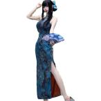  коричневый ina одежда One-piece платье женский платье в китайском стиле безрукавка длинный длина цветочный принт принт летняя одежда надеты .. корпус темно синий Fit весна лето осень 