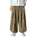 メンズ ワイドパンツ サルエルパンツ 袴風パンツ ガウチョパンツ 紐付き ニッカポッカ ルームパンツ テーパード ニッカポッカ 裾リブ