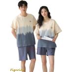 ショッピングレディ 夏 夏 パジャマ カップル カップ付き ピンク レディー 男女セット 100%綿 半袖 ペアルック ルームウェア お洒落 可愛い おそろい