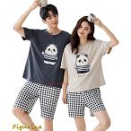 ショッピングレディ 夏 夏 パジャマ カップル カップ付き 100%綿 半袖 ペアルック ピンク レディー 男女セット ルームウェア お洒落 可愛い おそろい