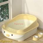 猫トイレ 猫用トイレ本体 ハーフカバー スコップ付き 大きい猫 大きいトイレ キャットトイレ ゆったり 広々サイズ 飛び散り防止 可愛い