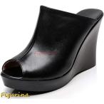 ショッピングウエッジソール ウエッジソール サンダル ミュール レディース つっかけ サボ ミュール ハイヒール ワンベルト 厚底 サボ サンダル オープントゥ 夏