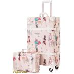 キャリーバッグ スーツケース ヴィンテージスーツケース2点セット12インチハンドバッグ付きかわいい旅行かばんハードサイドフェイクレザー :