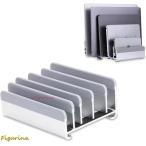 ノートパソコンスタンド 縦置き 最大5台収納できる ホルダー幅調節可能 pc スマホスタンド 収納 アルミ合金素材 安定 省スペース