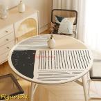 円形 テーブルクロス PUレザー 撥水 幾何学 60cm PU カラー8 tablecloth ラウンド おしゃれ 丸いテーブルクロス