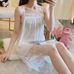 ネグリジェ キャミソール M-4XL 夏 レース レディース パジャマ ワンピース 二層シフォン ルームウェア 便利服 薄手 ゆったり
