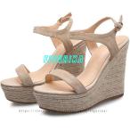 ショッピングウエッジ ウエッジソール エスパドリーユ レディース靴 サンダル 厚底サンダル ジュート 歩きやすい 本革 11cm 痛くない 脱げない 疲れない