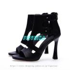 ブーツサンダル ハイヒール ローマ風 オープントゥ チャンキーヒール バックジップ おしゃれ 素足 着痩せ レディース 大きいサイズ 夏