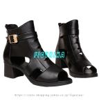 ショッピングブーツサンダル ブーツサンダル ハイヒール サマーサンダル オープントゥ バックジップ バックル チャンキーヒール セクシー 幅広 派手 レディース 夏