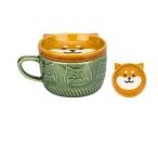 朝食ミルクマグ 蓋付き 日式 和風 犬柄 猫柄 パンダ柄 可愛い 麺鉢 ラーメン碗 珈琲カップ&ソーサー コップ 325ml ティーセット