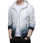 ラッシュガード メンズ uvカットジャケット ラッシュパーカー グラデーション 冷感 夏 フード付き ジップ 薄手 超軽量 通気性 長袖