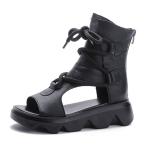 ショッピングブーツサンダル ブーツサンダル オープントゥ レディース サマーブーツ 本革 レースアップ 厚底サンダル 柔らかい ショットブーツ クッション性 ブーティ