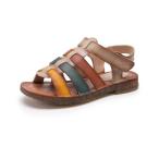 グラディエーター サンダル レディース フラット オープントゥ ローマ風 面ファスナー レトロ風 オシャレ 夏 透かし彫り ビーチサンダル