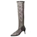 ブーツサンダル レディース 夏ブーツ ピンヒール ハイヒール ポインテッドトゥ ロングブーツ メッシュ 網ブーツ 通気性 大人 セクシー