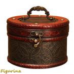 ジュエリーボックス 手提げ 円筒型 アンティーク 天然木 木製 レディース ジュエリーアクセサリー収納 宝石箱 ジュエリーケース 防塵